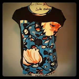 Anthropologie Weston Blue Floral Top